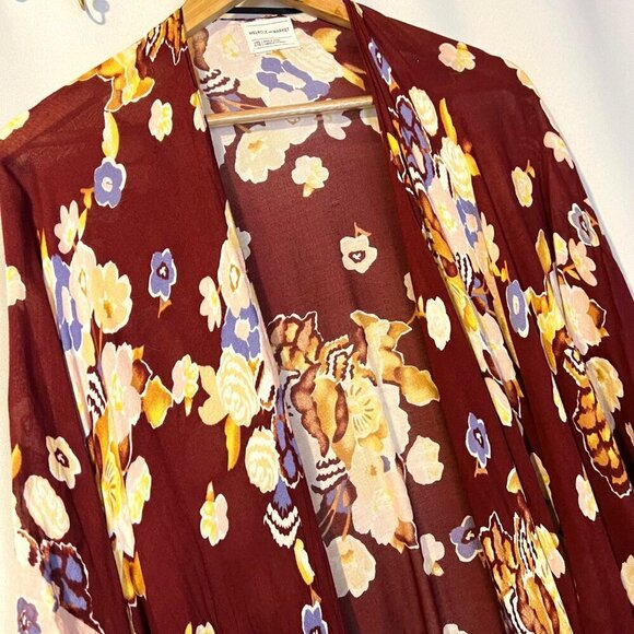 Melrose and Market Floral Kimono One Size Boho Bohemian Flowy Artsy Spring - Picture 5 of 5